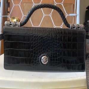 Brighton small black leather cross body clutch